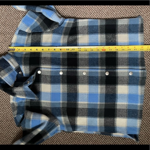 014 Lemon Grass Petite Wool Blend Plaid Oversized Flannel Shirt Shacket - Picture 13 of 14